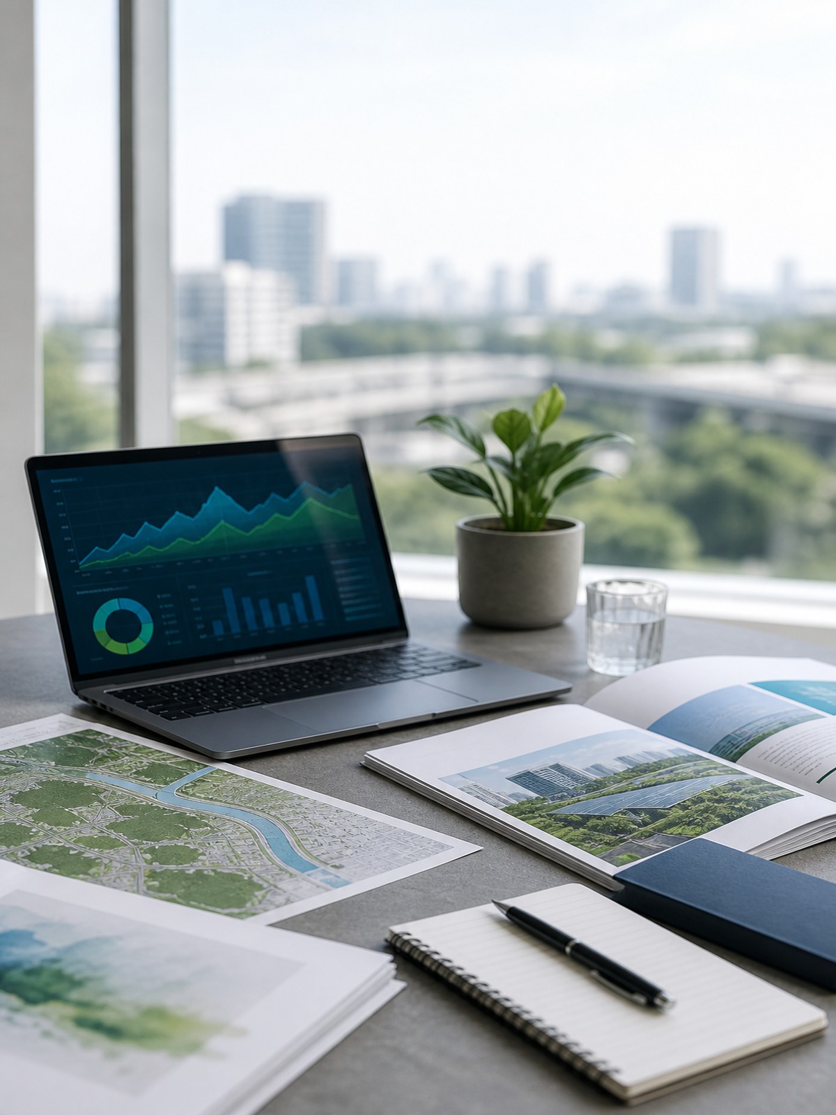 Climate analytics, planning documents and sustainability advisory workspace