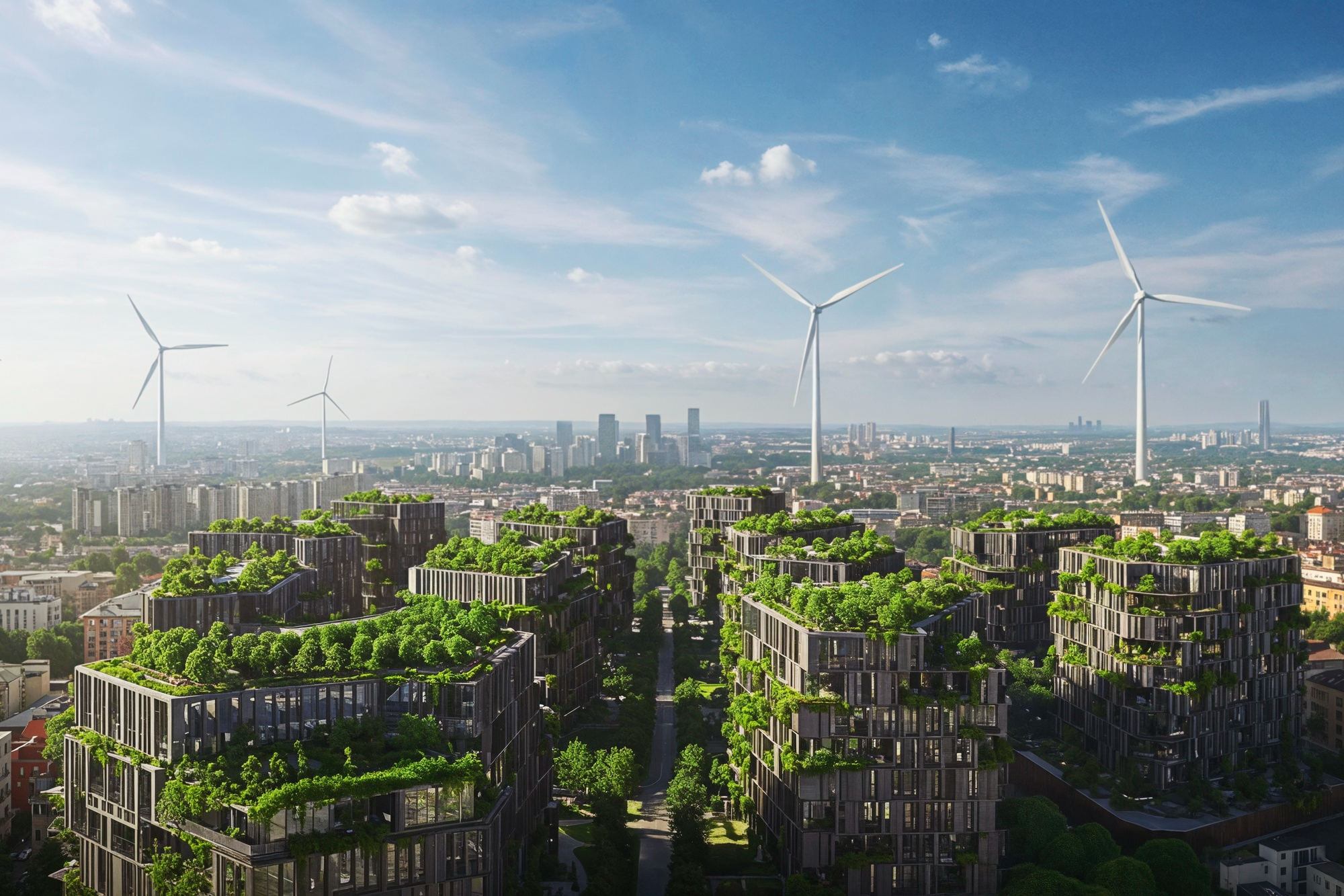 Sustainable city, clean energy and climate resilience visual